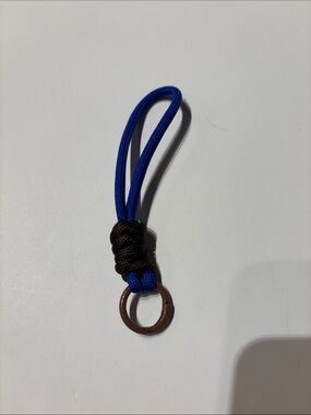 Handmade Blue and Brown Paracord Key Loop with Metal Ring